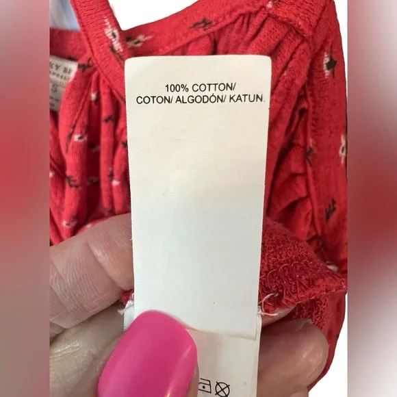 ❤️ GUC LUCKY BRAND Red Floral Off-Shoulder Criss Cross Top | Women’s Size Small - Picture 4 of 13